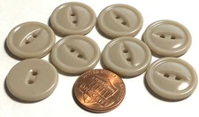 8 Vintage Glossy Cat Eye Light Taupe Plastic 2-hole Buttons 3/4" 19mm NOS 12263