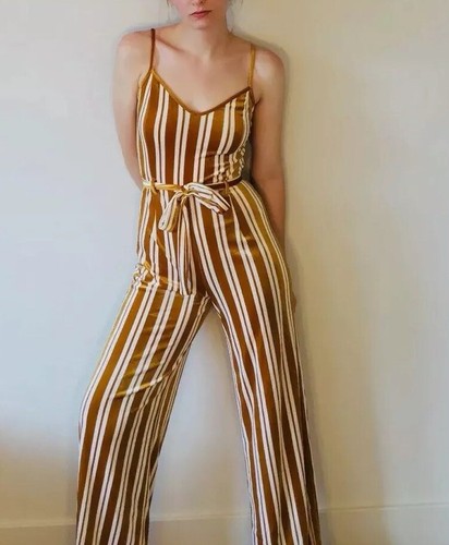 NWT Gold \u0026 White Velvet Jumpsuit Small 
