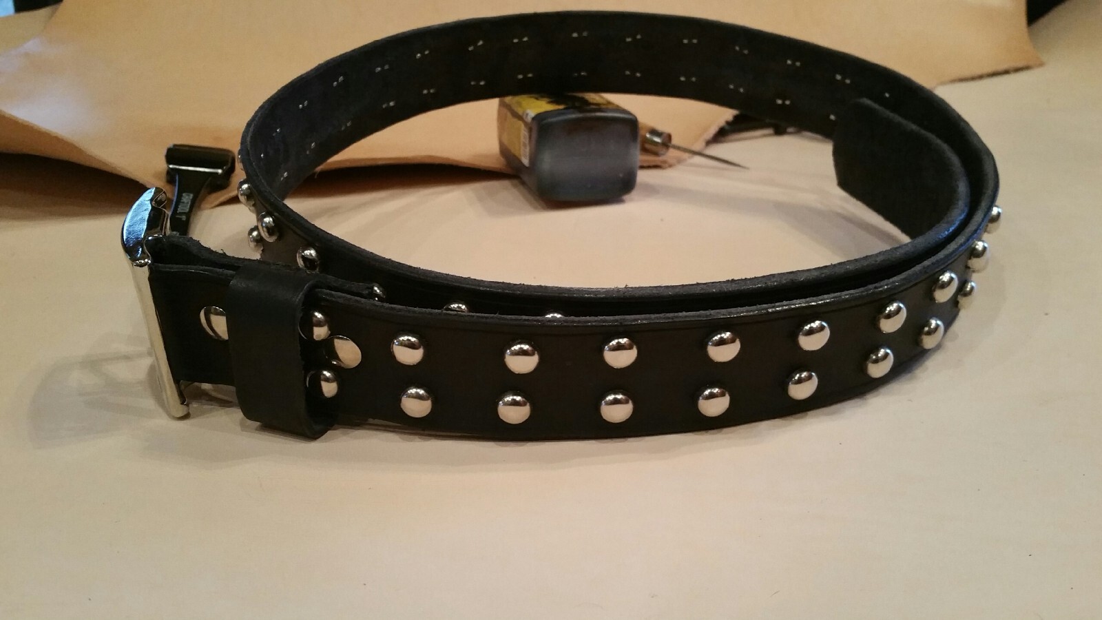 Leather Belt, Studded Leather Belt, Handmade Leather Belt, Black