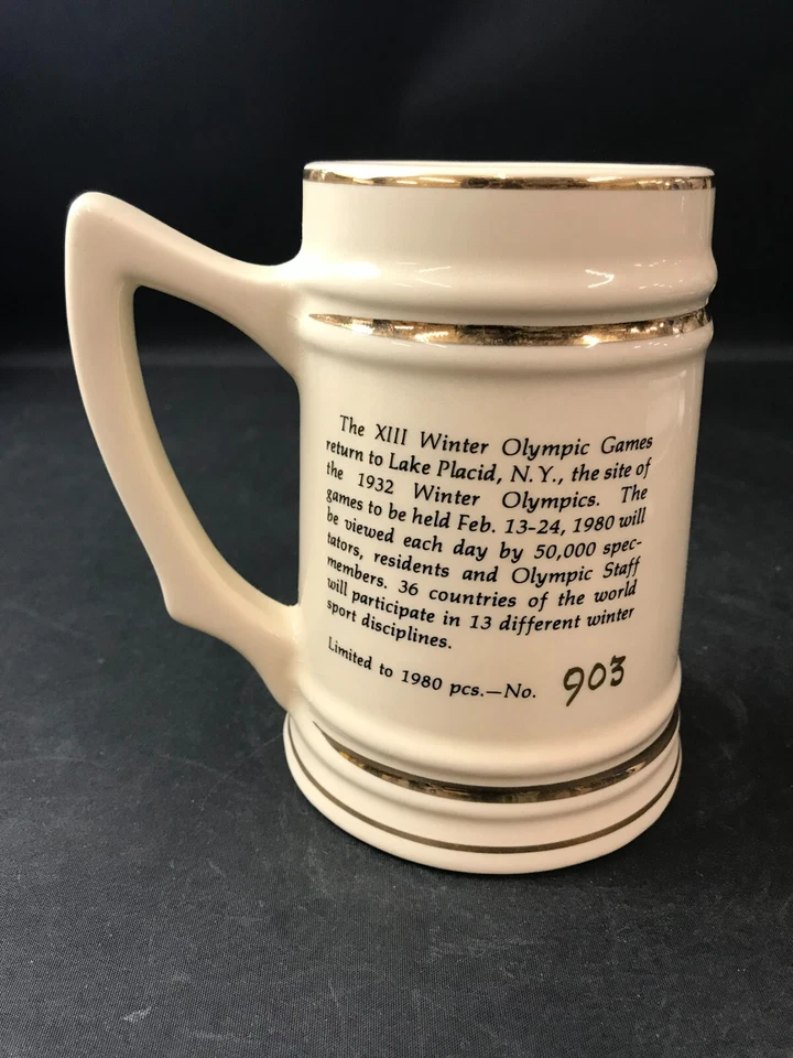 Vintage 1980 LE Opening Day XIII Winter Olympic Games Lake Placid Beer Stein - Image 2 of 2