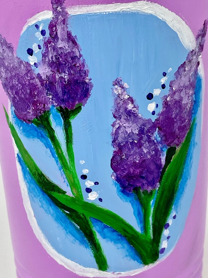 Pintada a mano LILA Púrpura tema en taza de pinta de lavanda, 16 oz Viaje Acero inoxidable Foto 3 de 4