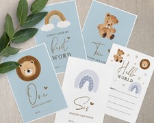 Vintage Baby Milestone Cards &bull; Blue Memory Cards &bull;  Baby Gift &bull; 1st Year