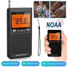 Portable Pocket Radio AM FM NOAA Emergency Weather Radio w/LCD Screen Antenna