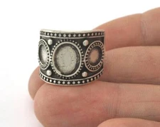 Ring Adjustable Ring Bezel - Antique Silver Plated brass 17mm 7US  size 1190