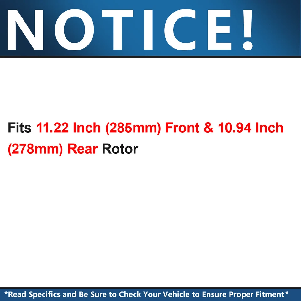 11.22' Front & 10.94" Rear Drilled Rotors + Brake Pads for 2004 - 2010 Saab 9-3 - Image 4 of 4