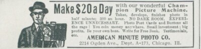 1914 Make Money Champion Picture Machine American Minute Photo Vtg Print Ad CO6