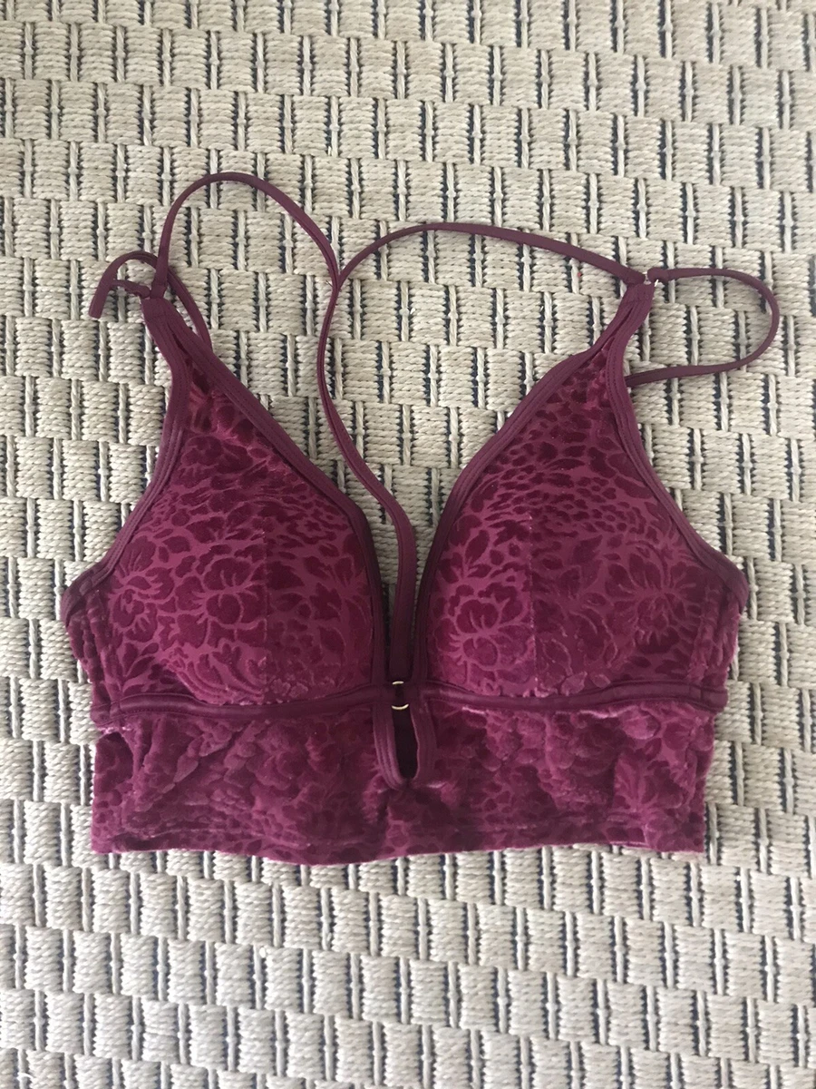 Victoria’s Secret Pink XS Unlined Burgundy Velvet Bralette Super Sexy