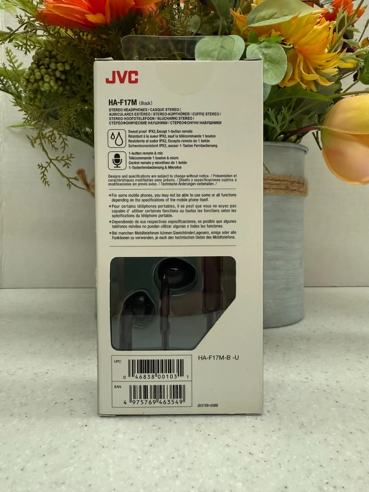 JVC Earbuds for Smartphone HA-F17M In-Ear Stereo Headphones - NIB (black) - Image 2 of 4