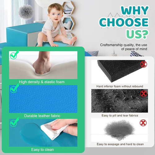 Foam Climbing Blocks for Toddlers: with a Tunnel - 4 PCS Foam Blocks - Kids Indo - Picture 3 of 12