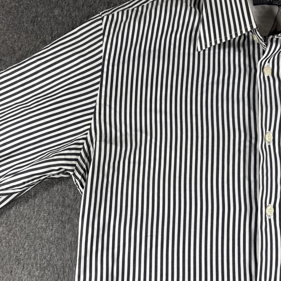 Camisa social masculina ZARA média cinza listra branca botão para cima 100% algodão - Imagem 3 de 4