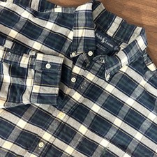 Polo Ralph Lauren OCBD Brushed Oxford Button Down Big Shirt 90s Blue Plaid XL
