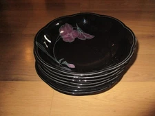 Mikasa Rondo EJ702 Tango 7-5/8" Soup/Cereal/Pasta Bowls Lavender Black Set 7