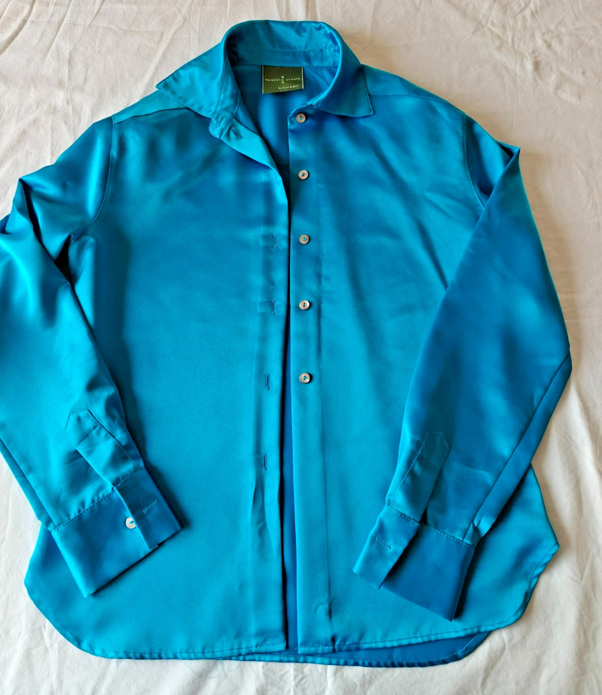Roberto Verino bright blue long sleeve women Spanish blouse, El corte ingles,38