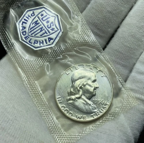 1956 P Franklin Half Dollar Proof In Mint Cellophane O448