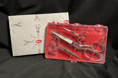 VTG Clauss Sewing Scissors Set #1317 -7'' ~ #383 1/2 -3.5'' ~ #614 1/2 -4.5'' RARE