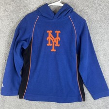 New York Mets Hoodie Sweatshirt Boys Large Blue MLB Baseball Majestic Fleece
