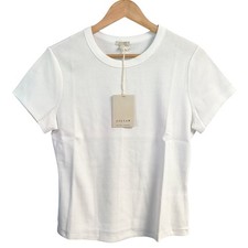 Jigsaw White Ribbed Crew-Neck T-Shirt Size XL 97% Cotton