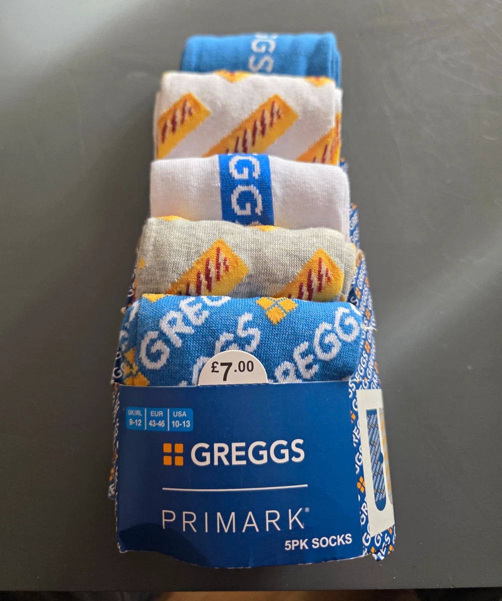 Paquete de 5 calcetines Primark Greggs para hombre de novedad multicolores talla 9-11