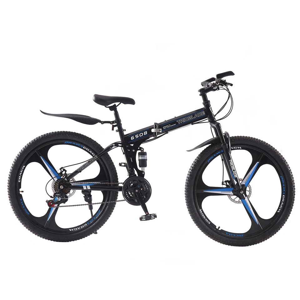 Klappbares 21-Gang-Mountainbike 27,5" Zoll Vorne Und Hinten Hängendes Fahrrad - Bild 3 von 4