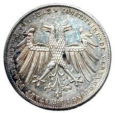 2 Gulde 1848 Double Gulden Frankfurt Archduke Johann of Austria AKS 39 F.VZ