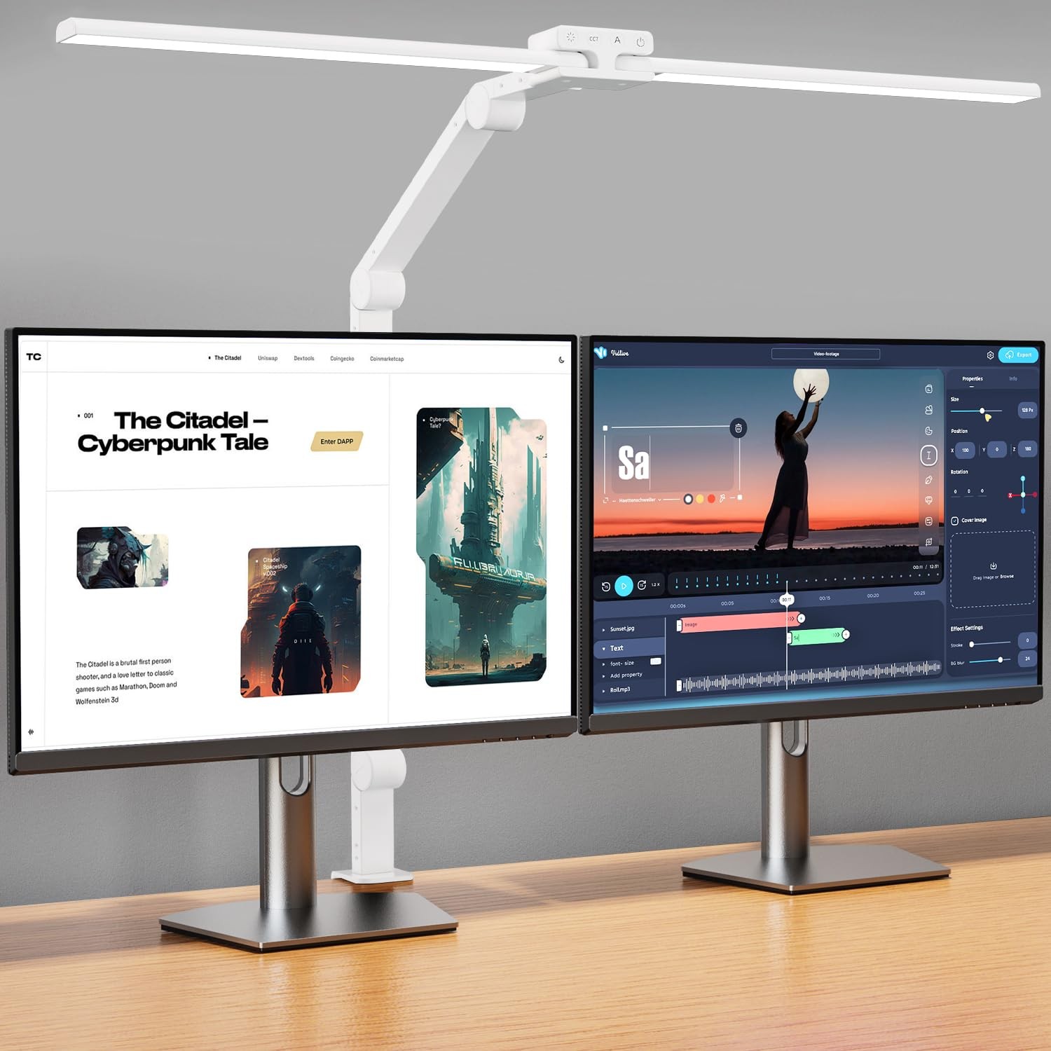 KableRika Double-Head Clamp Desk Lamp