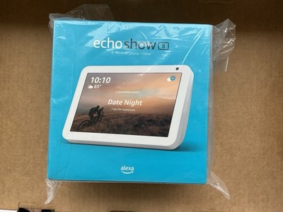 Amazon Echo Show 8 & Echo Dot with Clock Smart Speakers Alexa Voice Search White