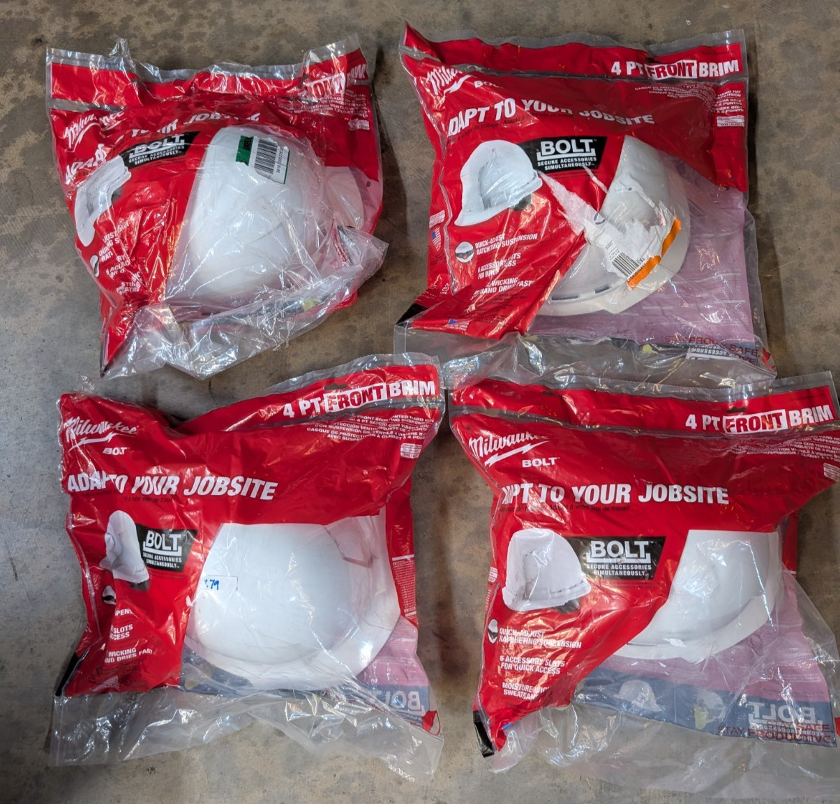 Milwaukee White Front Brim Vented Hard Hats- LOT OF 4 Hard Hats