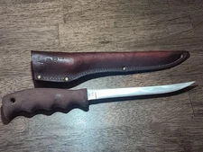 Pre Date Code BUCK 123 FILLET KNIFE W/ Sheath Great Shape 6.5” Blade