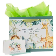 Large Landscape Scripture Gift Bag w/Greeting Card & Tissue Paper Set for Kid...
