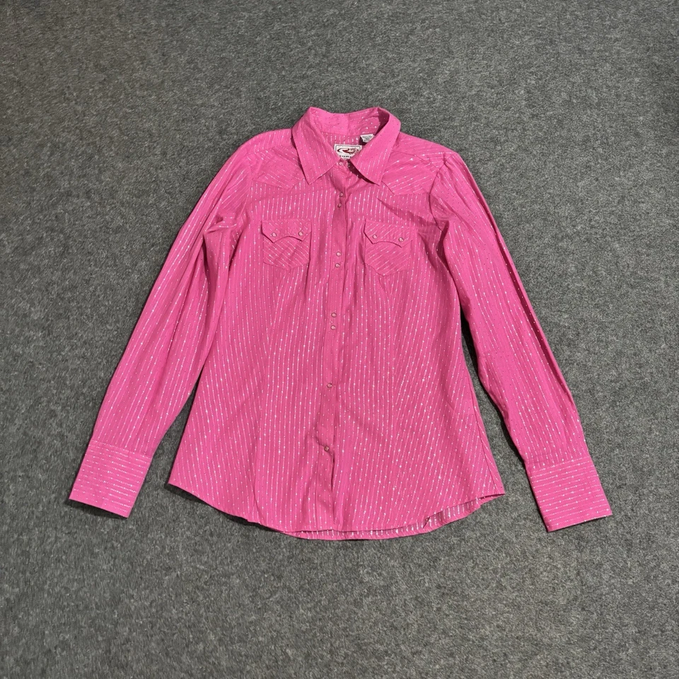 Camisa a Presión Roper Pearl Para Mujer Grande Rosa Algodón Western Manga Larga Foto 2 de 4