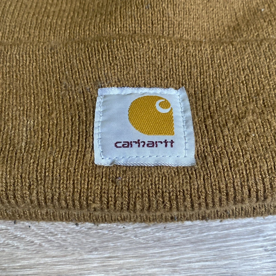 Вязаная шапочка/шапка с манжетами Carhartt A18 BRN коричневая один размер подходит для большинства взрослых зима  - Изображение 4 из 4