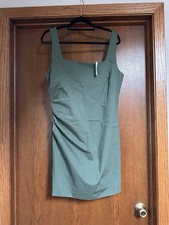 Pleated Stretch Poplin Square Neck Mini Dress - Loft - Size 12 - New with Tags