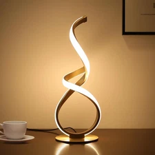 JIOODICH. Bedside Table Lamp, LED Touch Dimmable Spiral Desk Lamp for Night S...
