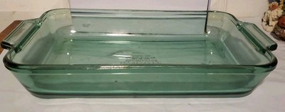 Anchor Hocking Vtg Ovenware Rectangle Large 3 Qt. Baking Dish Teal Green Rare!