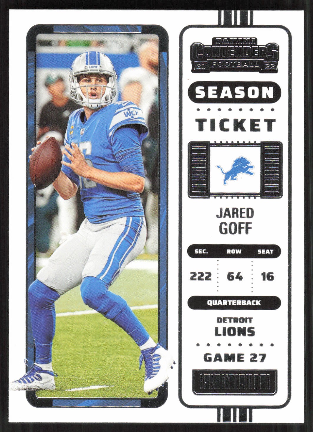Jared Goff, 2022 Panini Contenders, #34, Detroit Lions,