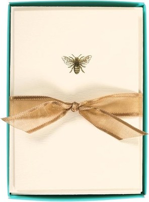 Graphique Bee La Petite Presse Boxed Notecards - 10 Embellished Gold Foil Blank