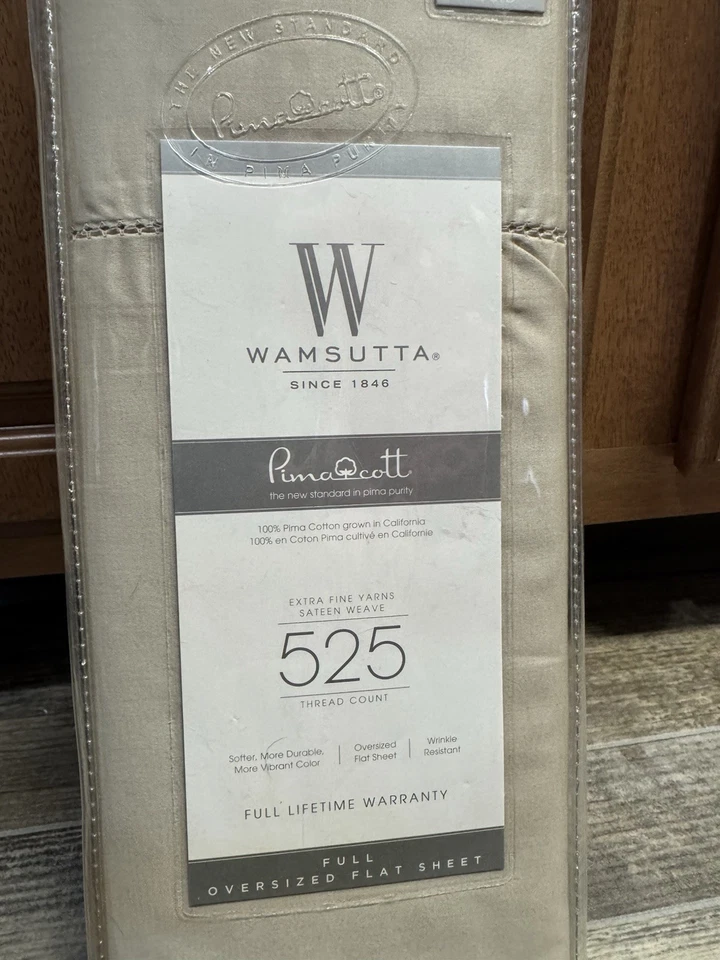 Sábana Wamsutta Extra Fina Satén 525 100% Algodón Pima COMPLETAMENTE Plana Grande Plateada Foto 2 de 3