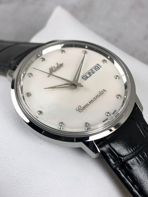 MIDO Commander Datoday Lady Diamonds Automatic Swiss Watch   MOP Dial   Warranty