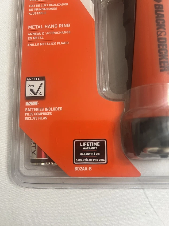 Linterna Black & Decker BD2AA-B luz de trabajo anillo colgante de metal garantía de por vida Foto 4 de 4