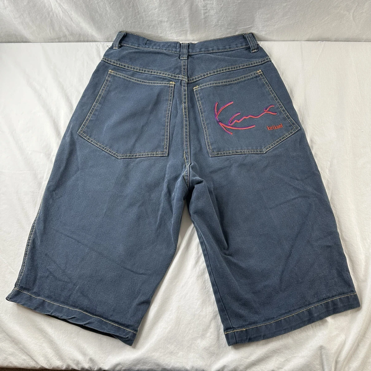 Short Baggy Karl Kani Vintage Rare - Style Y2K Hip-Hop - Taille 28 En Bleu
