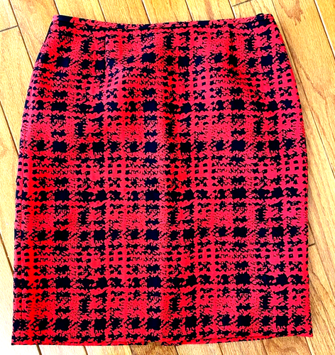 Falda lápiz forrada roja y negra Tahari Arthur S. Levine talla 10