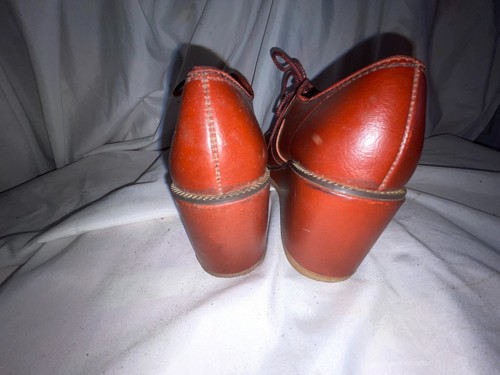 VTG 70S WOMENS 7 CHUNKY PLATFORM GRANNY BROWN LACE UP DISCO CAMPUS SHOES - Picture 5 of 7