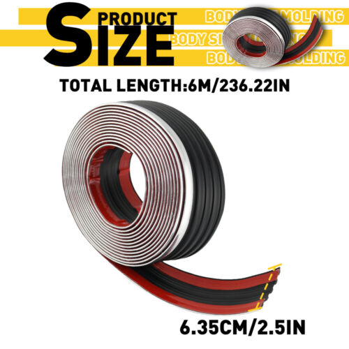 Black & Chrome Body Side Molding Trim Tape Stick Strip For 1988-98 Chevy & GMC - Picture 4 of 17
