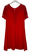 Kimchi Blue Dress Womens 12 Urban Outfitters Lace Embroidered Mini Lined Red