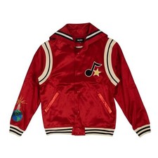 NWT JUST DON Red Satin Logo Cape Varsity Jacket Size S $1525