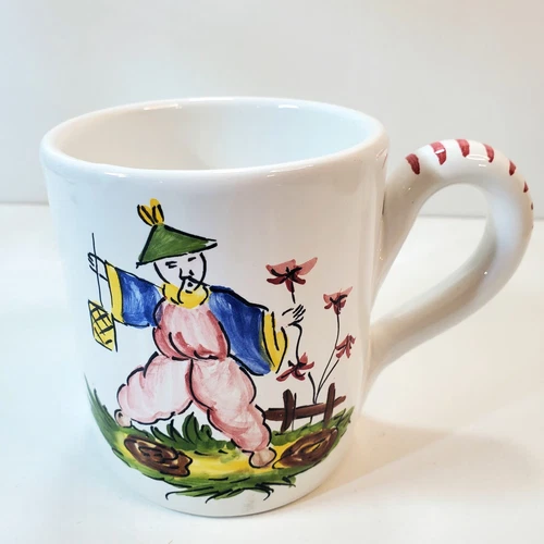 Vintage Made in Italy for Gumps Ceramic Chinese Design Coffee Tea Mug Cup