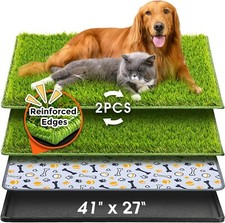 Hompet Dog Grass Pad with Tray Large, 41"x27", 2 Reusable Artificial Turf 810