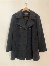 Vintage Jason Kole Charcoal Gray Wool Blend Pea Coat Size M Women’s
