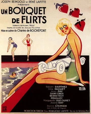 POSTER BOUQUET DE FLIRTS FANCY GIRL THREE MAN HEARTS VINTAGE REPRO FREE S/H