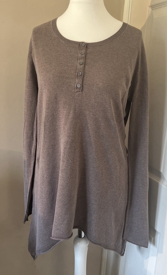 WoolOvers Longline Silk/ Cotton Jumper Size L Lightweight Button